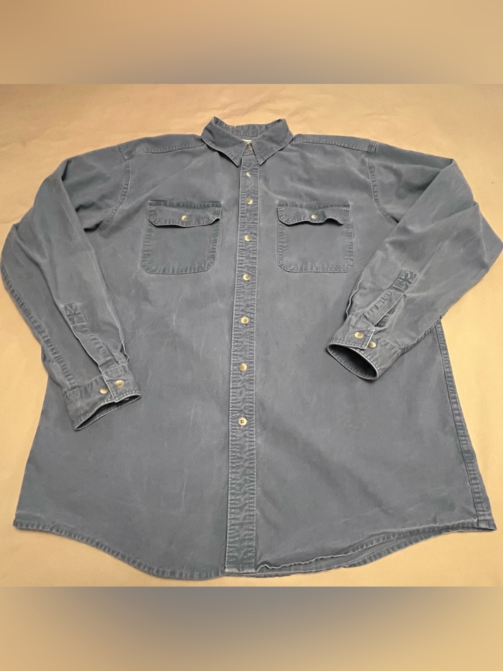 🇨🇦 Vintage L.L. Bean Men’s Large Tall Washed Blue Casual Button-Down Shirt